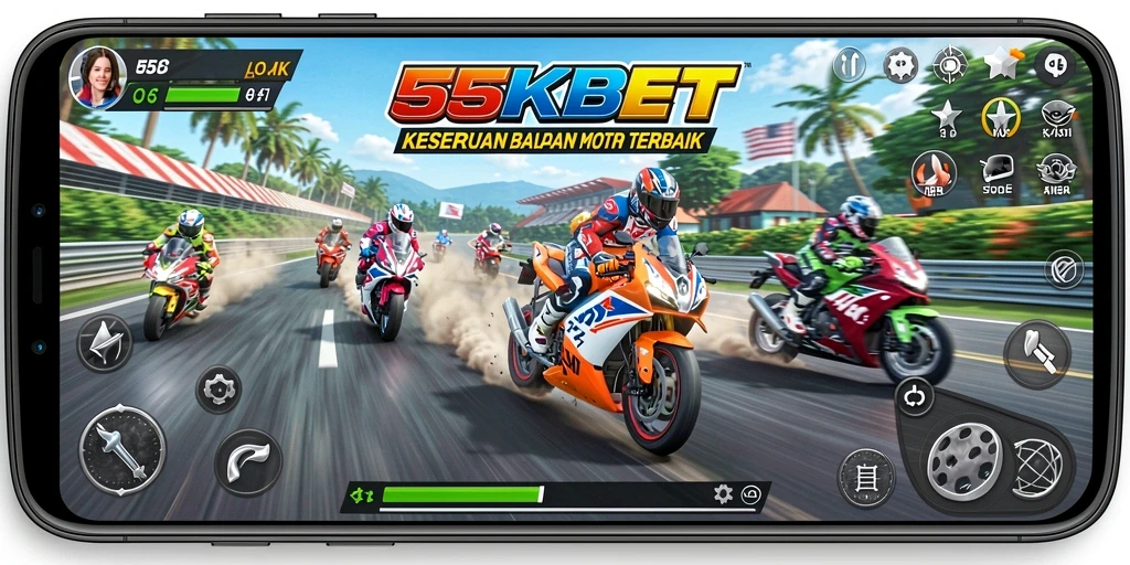 Tampilan balapan mendebarkan di 55KBET dengan motor kustom terbaik.