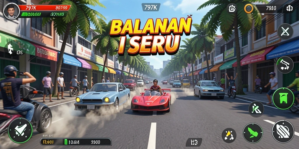 Gameplay menegangkan di lintasan balapan 797K.