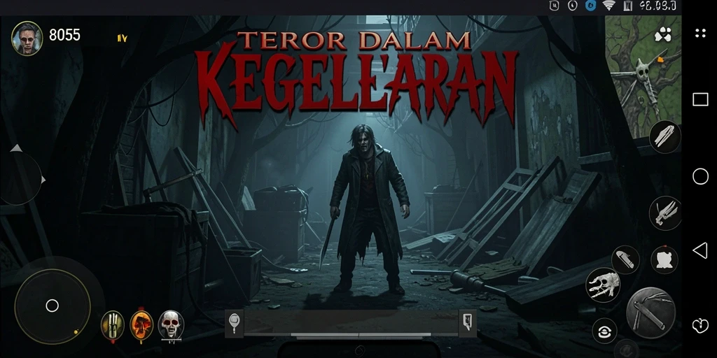 Screenshot utama 8055 menunjukkan suasana mencekam sepanjang gameplay.