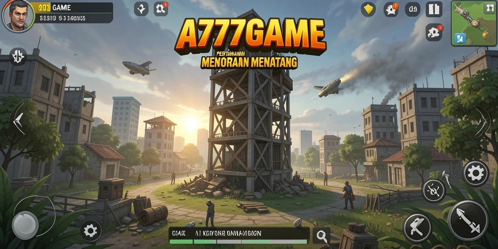 Tampilan aksi pertahanan menara yang seru dalam A777GAME.