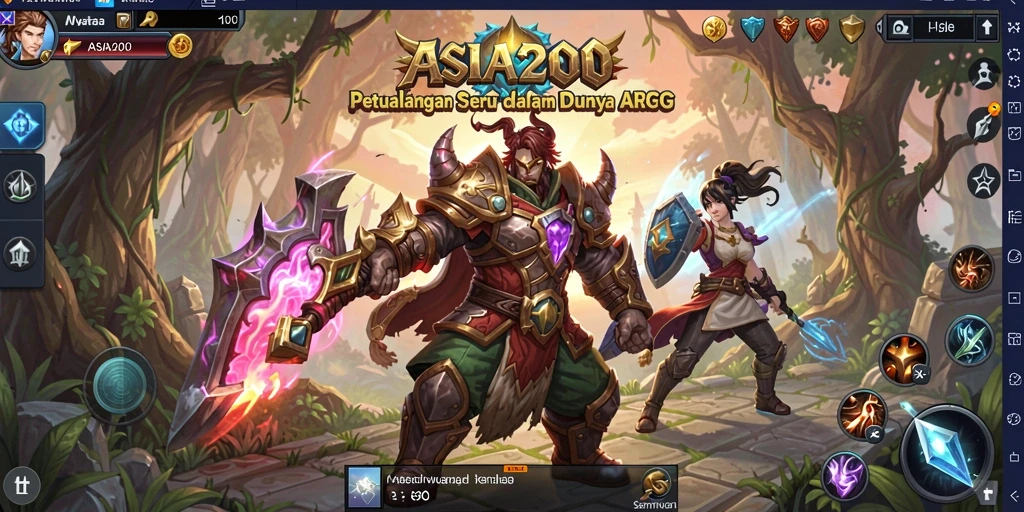 Screenshot gameplay ASIA200 menunjukkan pertarungan epik antar karakter.