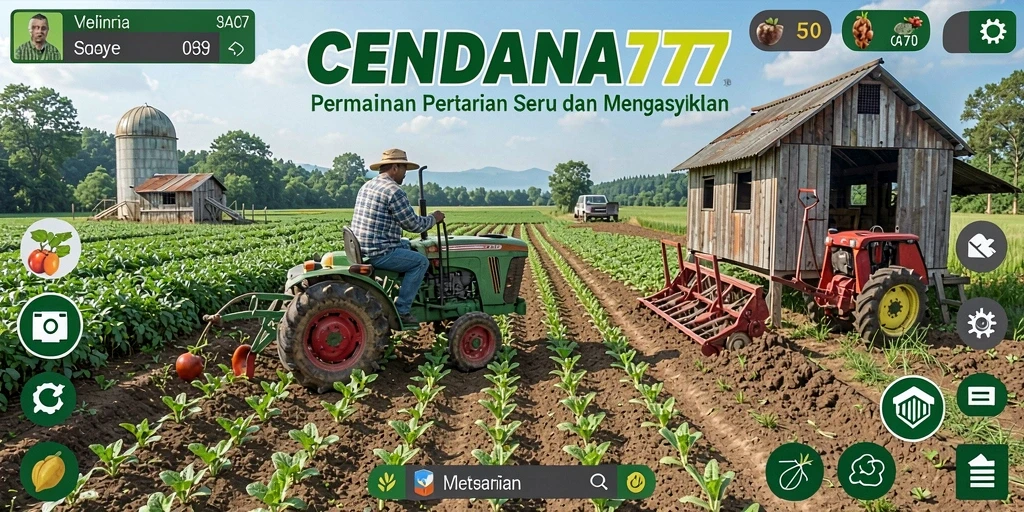 Tangkapan layar gameplay CENDANA777 menunjukkan aktivitas pertanian yang menyenangkan.