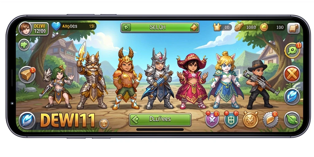 Tampilan gameplay DEWI11 yang menarik dan penuh warna.