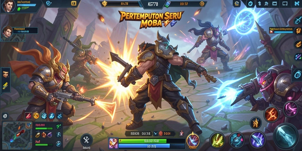 Tangkapan layar menarik menunjukkan aksi seru dalam game MOBA.