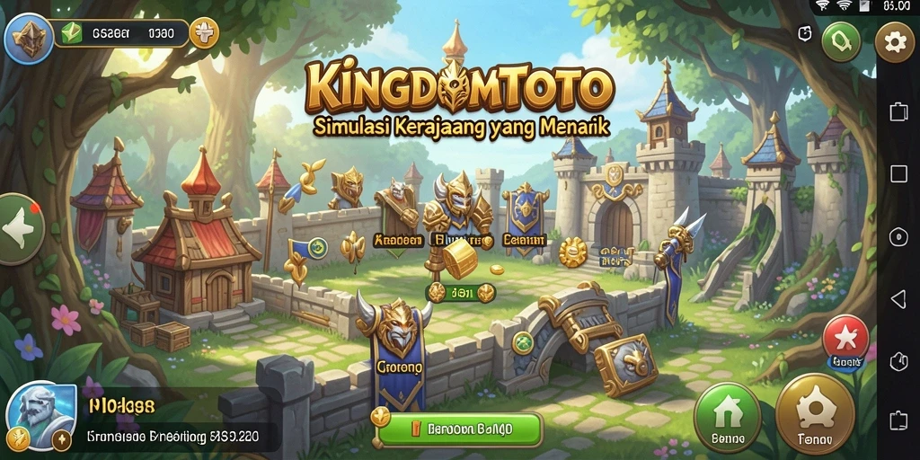 Tampilan gameplay KINGDOMTOTO dengan simulasi membangun kerajaan.