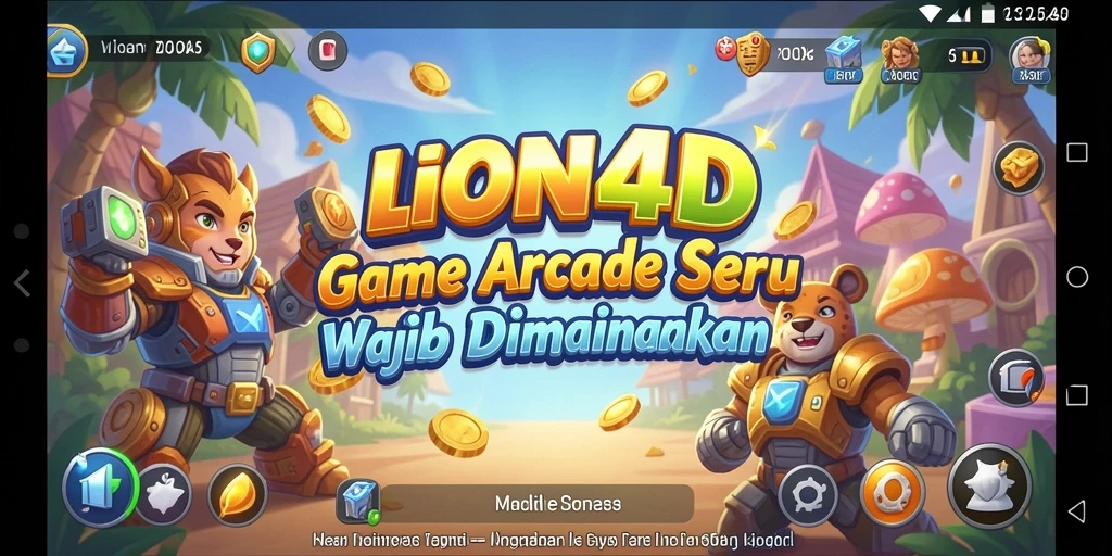 Screenshot utama LION4D yang menunjukkan aksi gameplay Arcade yang seru.