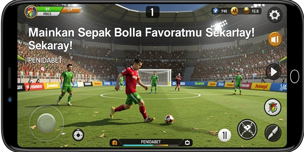 Tangkapan layar PENIDABET menampilkan gameplay sepak bola yang menegangkan.