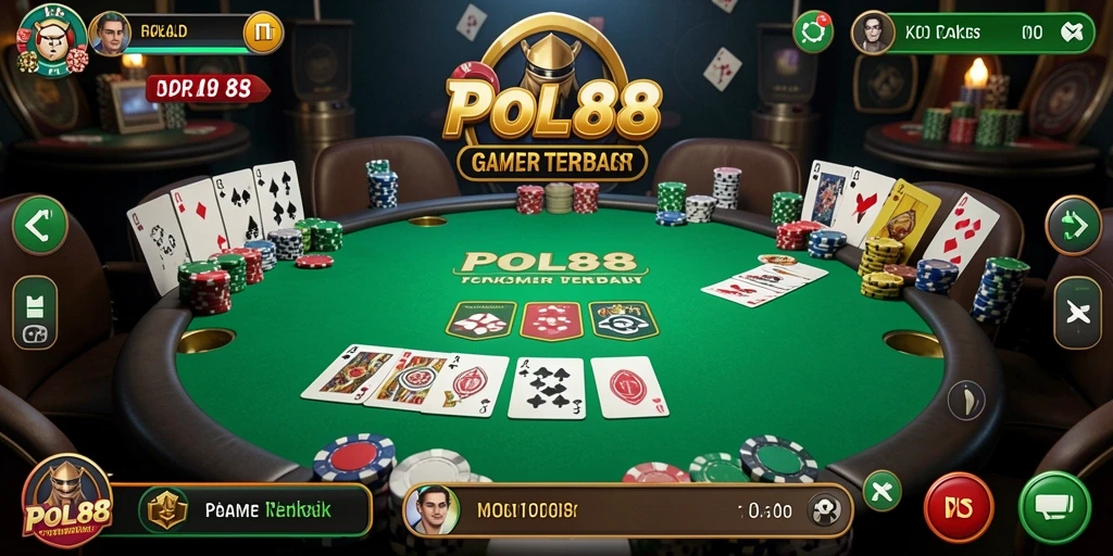 Screenshot utama POL88 memperlihatkan aksi seru di meja Poker.