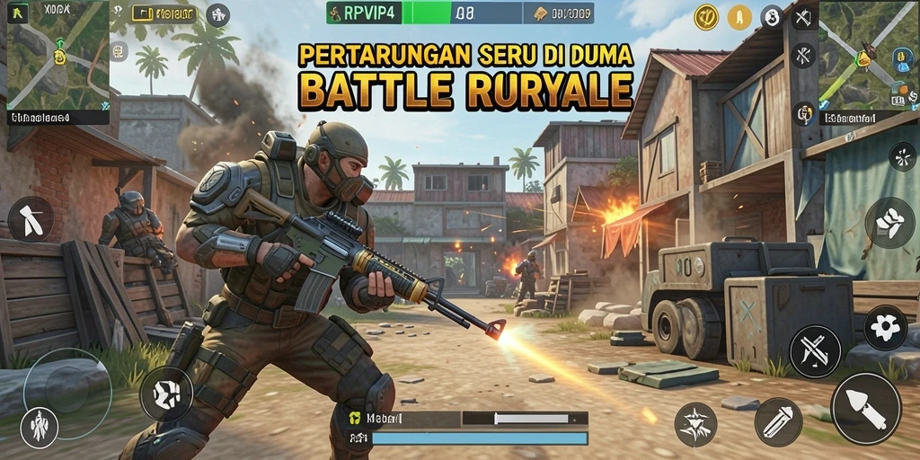 Gameplay seru dalam pertempuran Battle Royale.