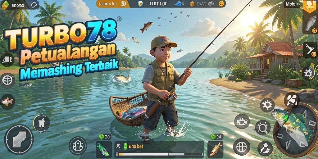 Tampilan gameplay TURBO78 yang menarik dengan aktivitas memancing.